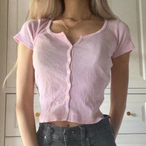 Brandy Melville Baby Pink Zelly Button Up Top